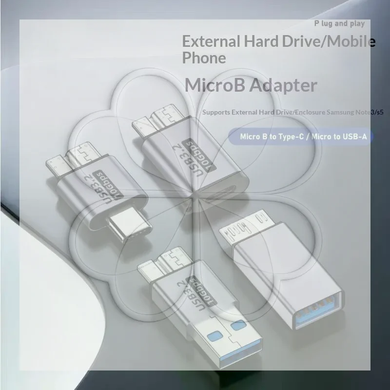 High Speed USB3.0 Type C to Micro B Adapter 1Pcs Compact Cable Extender Converter for Desktop Laptop SSD HDD Photography Use