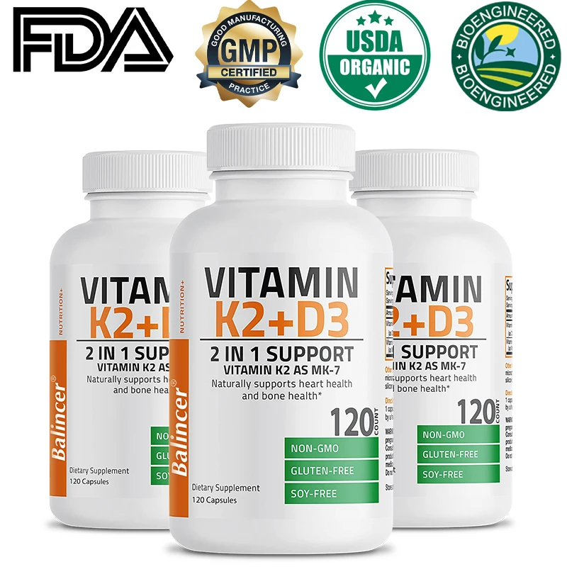 Vitamin D3 K2 2-in-1 Support To Naturally Support Heart Health and Bone Health