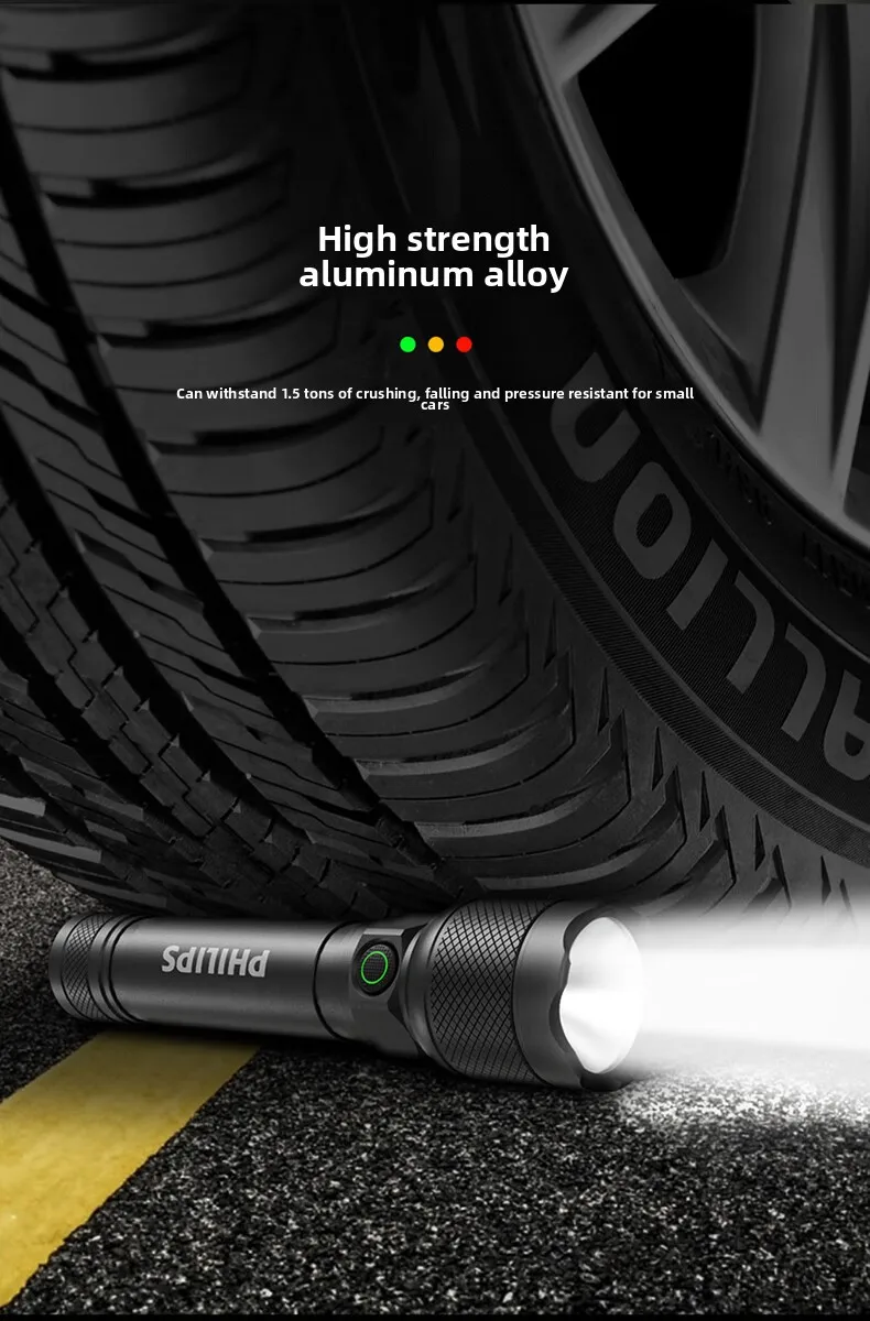 2025 NOWA latarka Philips SFL2188 LED ze stopu aluminium Przenośna latarka kempingowa ładowana przez USB do wędrówek na świeżym powietrzu