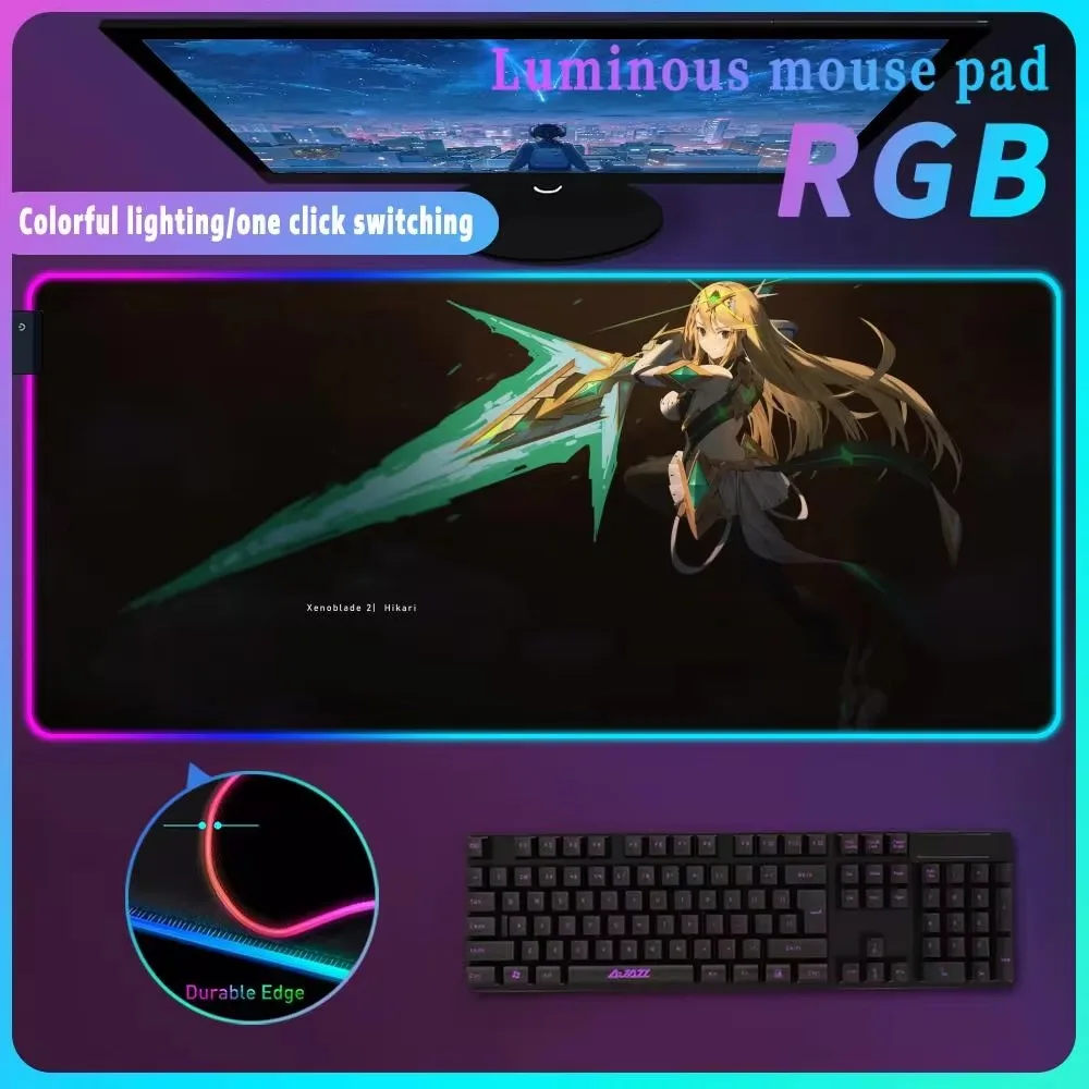 Classic Game Xenoblade Chronicles RGB Mouse Pad Computer Mat Anime Mousepad Kawaii Cute Deskmat Luminous Desk Mat Backlit  LED