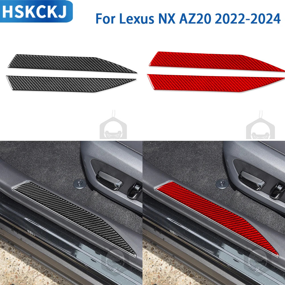 For Lexus NX AZ20 2022-2024 Accessories Real Soft Carbon Fiber Car Interior Built-in Side Door Sill Cover Trim Sticker