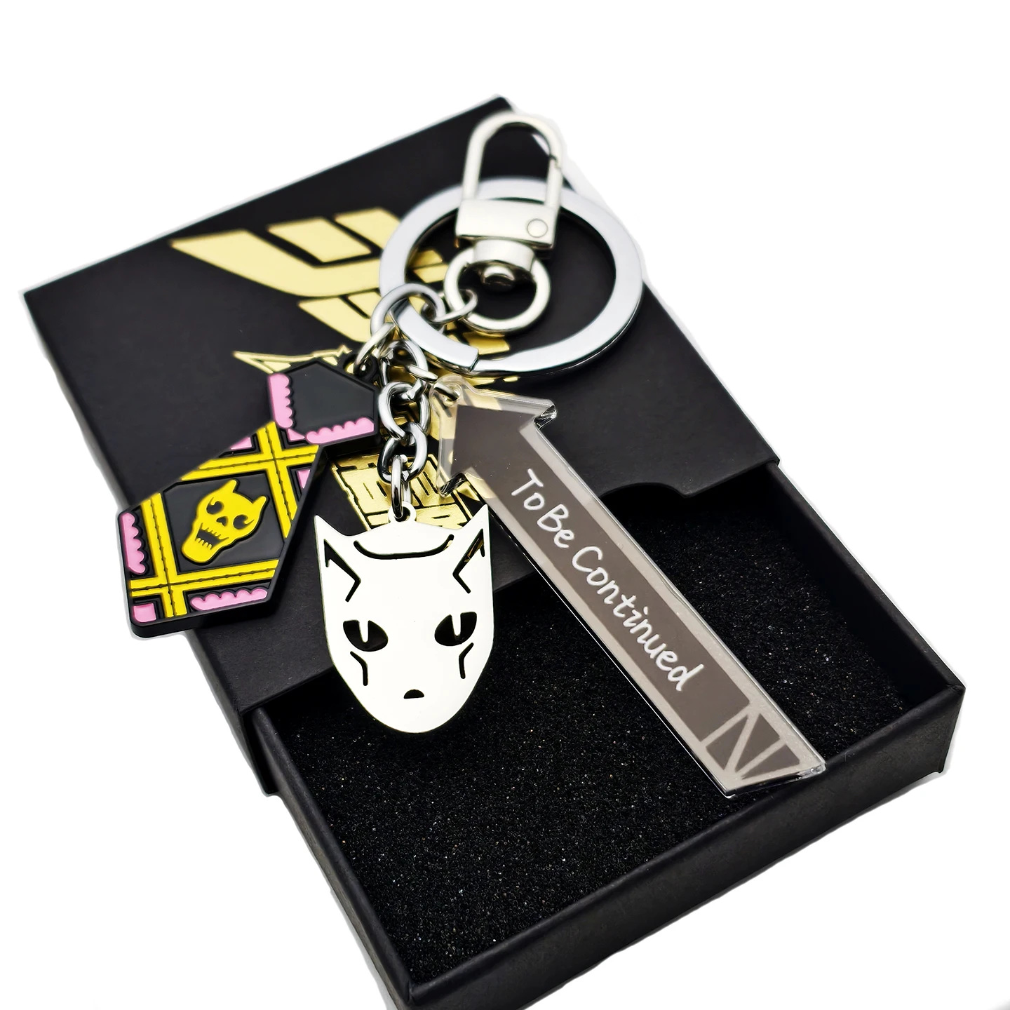 Titanium Steel JOJO Anime Keychain Trendy Bag Pendant Queen Killer Cartoon Anime Character Toy Collectible Souvenir Item