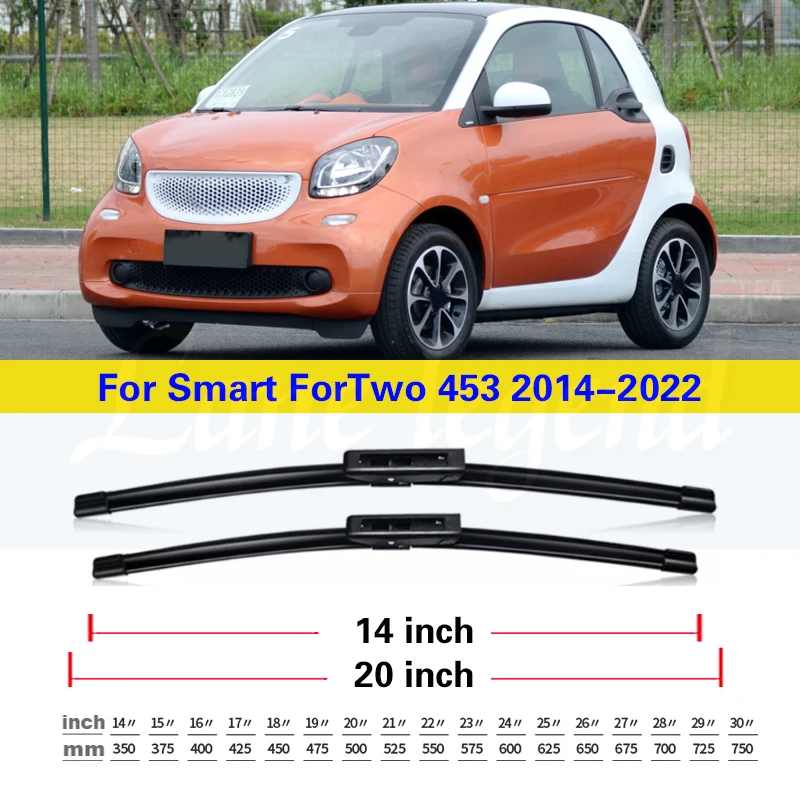 For Smart ForTwo 453 C453 A453 2014 - 2022 Front Wiper Blades Brushes Cutter Windscreen Windshield Accessories 2019 2020 2021