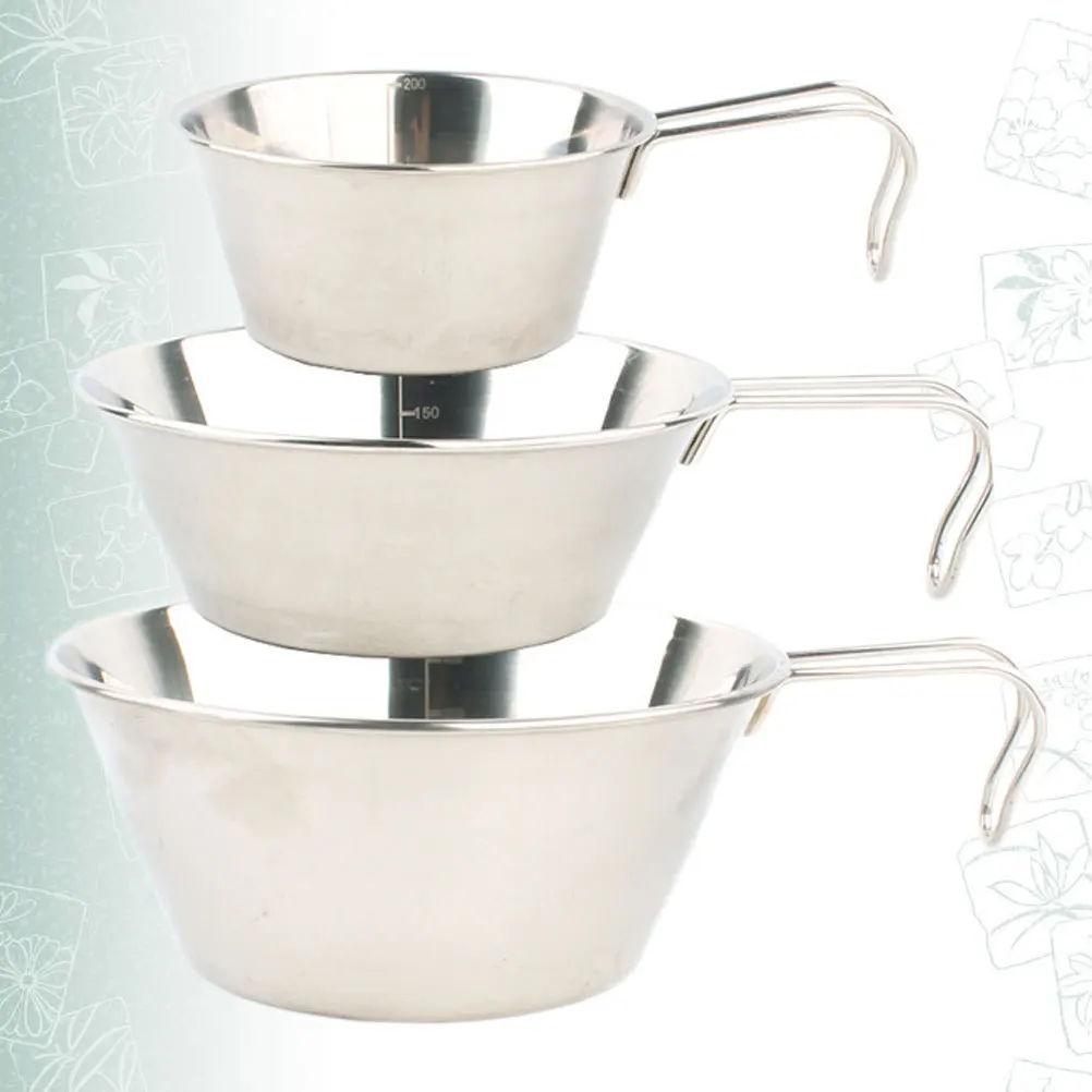 

3pcs Stainless Steel Bowl Set Portable Foldable Outdoor Bowls For Camping Hiking Picnic Bbq Cooker Dinner Bowl Silver