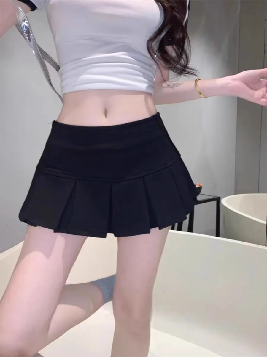 

Low Waist A-Line Skirt Sexy Slim Fit American Sle Pleated ort Skirt for Women Summer New Arrival Commute Korean Sle
