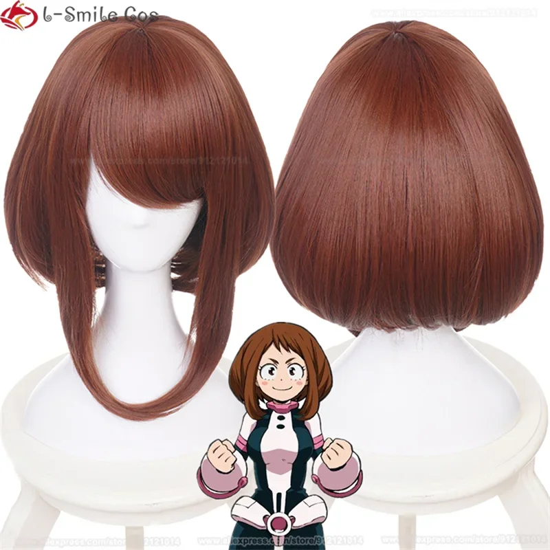 OCHACO URARAKA Cosplay Wig Anime My Hero Academia Women Brown Heat Resistant Hair Ochako Uraraka Halloween Party Wigs + Wig Cap