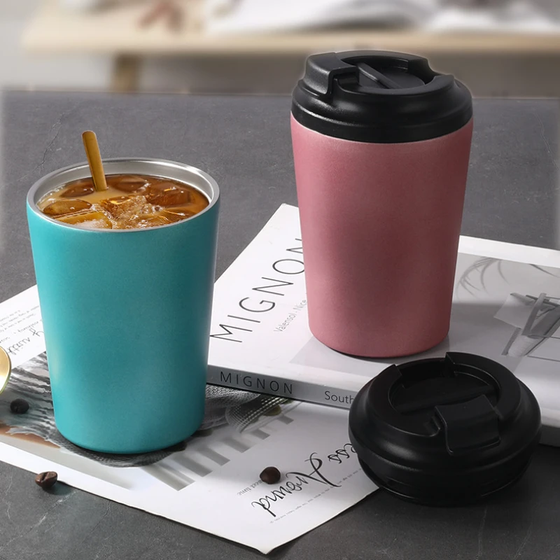 

350ml Coffee Cup Thermal Vacuum Flask Stainless Steel Reusable Office Milk Tea Coffee Mug Portable Outdoor Travel Car Water Cups