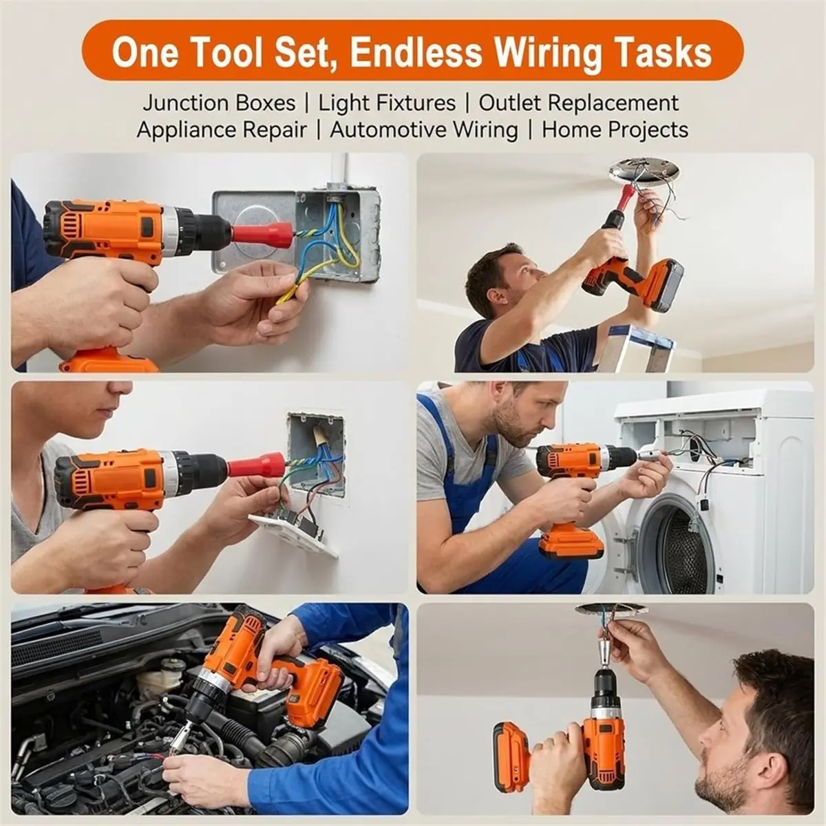 【CYBER MONDAY】8 Pcs Wire Twister Tool for Drill with Bit Holder Keychain, 1/4 Inch Hex Shank WireNut Twister for Drill, for 9-22