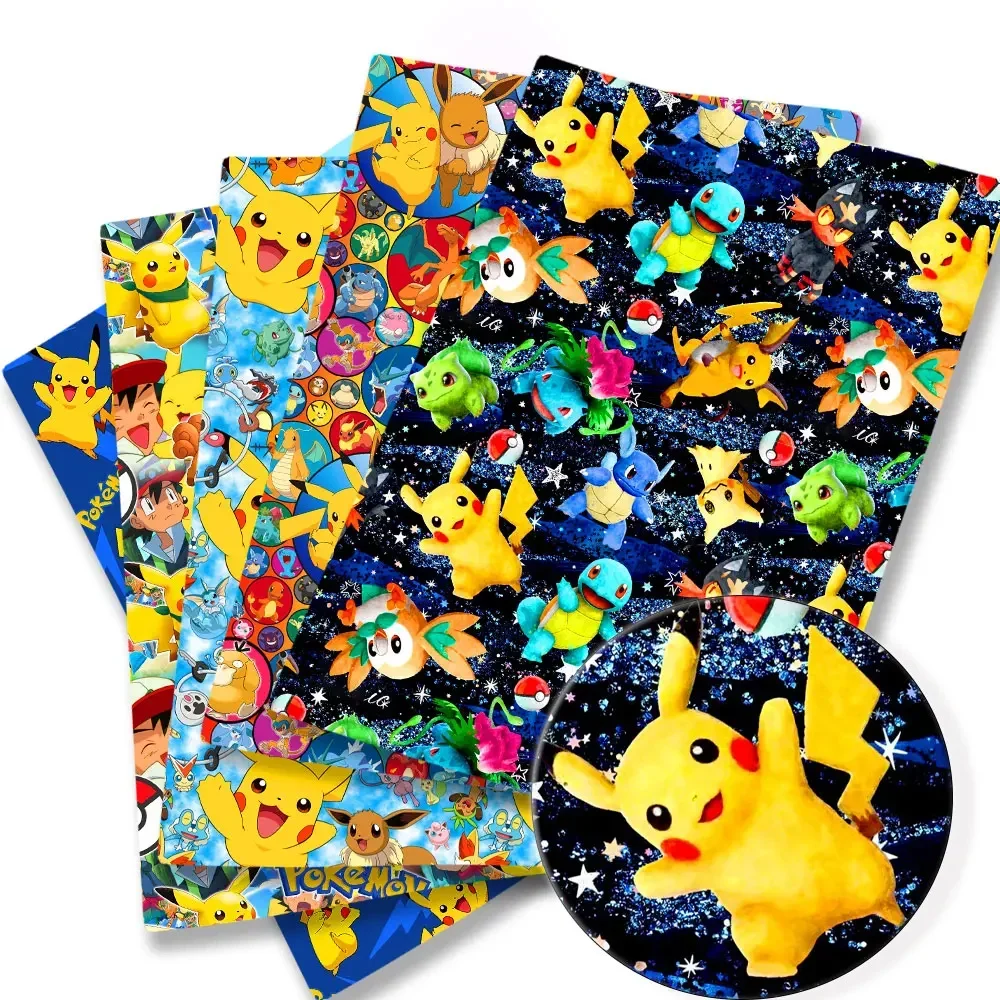 Pokemon Cartoon Fabric140*50cm Handmade Sewing Patchwork Quilting Baby Dress Home Sheet Printed Fabric Fabric Sewing Kids