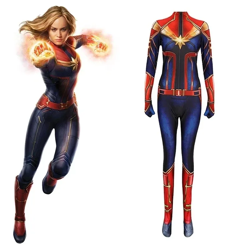 

Captain Cosplay Costume Movie The Avengers Superhero Carol Danvers Cosplay Bodysuit Jumpsuit for Women Halloween Party Costume