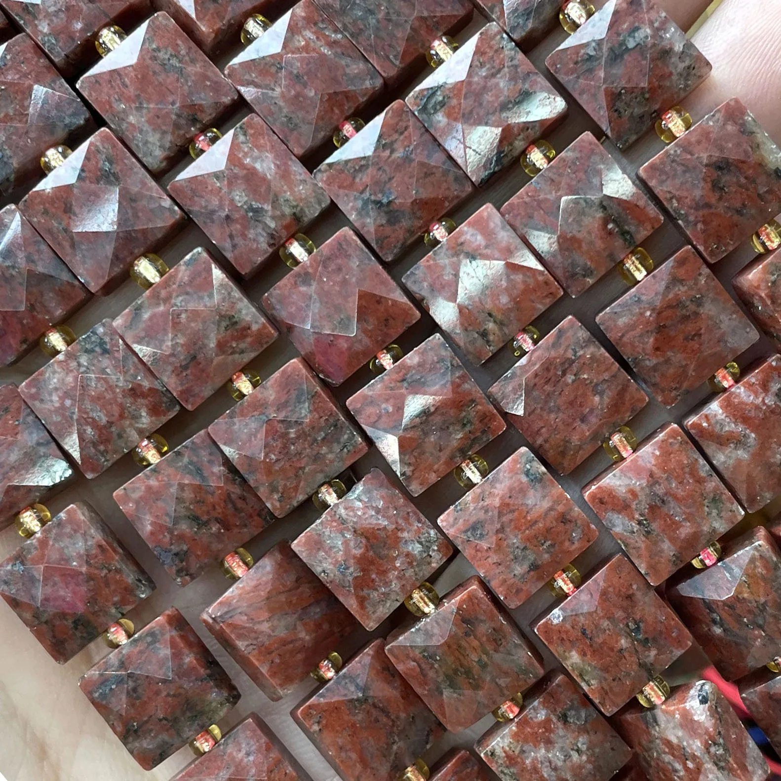 10 mm facettierte quadratische bunte Picasso-Jaspis-Abstandsperlen aus Naturstein für die Schmuckherstellung, DIY-Armband, Halskette, Zubehör – Detail 18