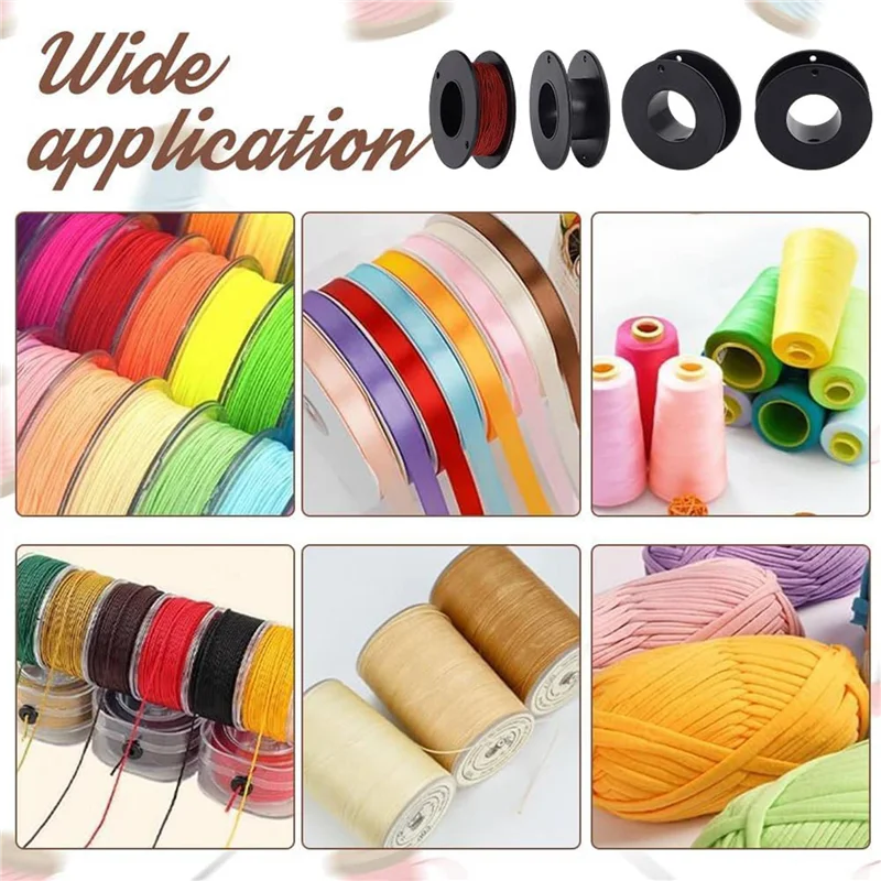 AT13 40Pcs Empty Spools, 2.1X0.7 Inch Plastic Thread Spools Ribbon Spools Black Craft Spools Wire Spool Weaving Bobbins