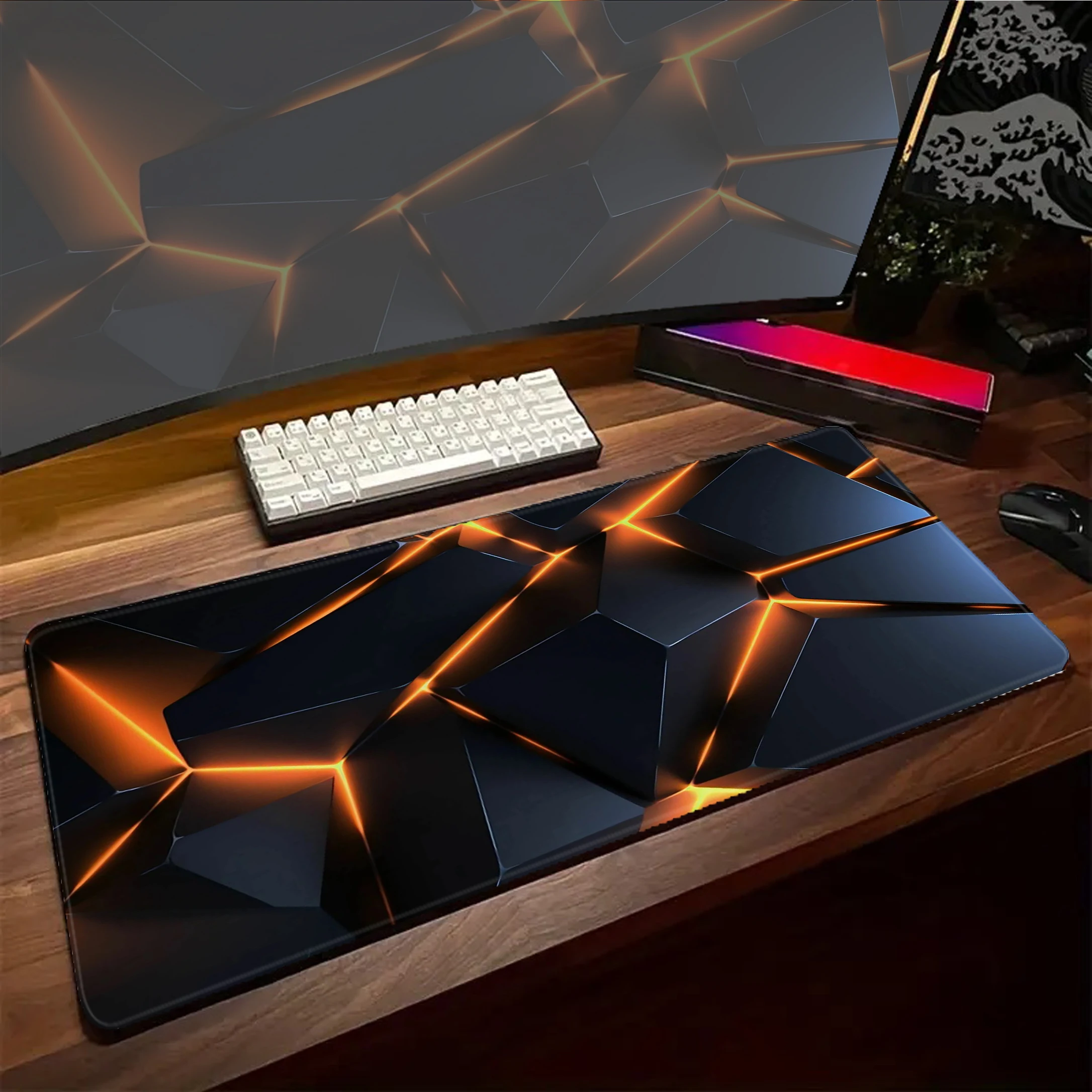 Red Blue gradient Large Mouse Pad Pc Gamer Mousepad HD Print Gaming Keyboard Pads XXL Table Carpet Rubber Desk Mat 900x400mm