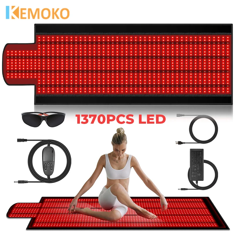 

1370 светодиодов, большой коврик для терапии красным инфракрасным светом для тела, подушка для всего тела для облегчения, подушечки для терапии ближнего инфракрасного света, 660 нм 850 нм