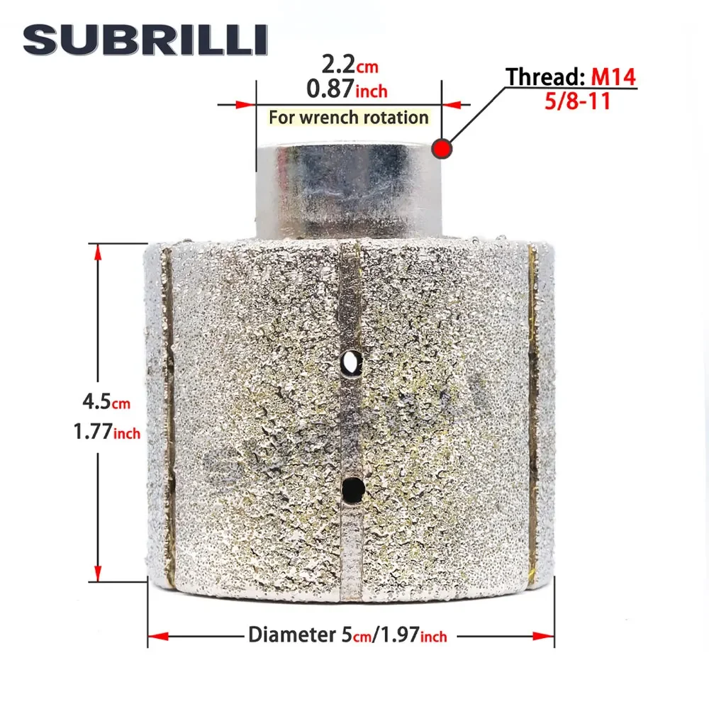 SUBRILLI 2inch Diamond Drum Wheel For Polishing Granite Marble Sink Hole Stone Edge Abrasive M14 5/8-11 Thread Polish Kit