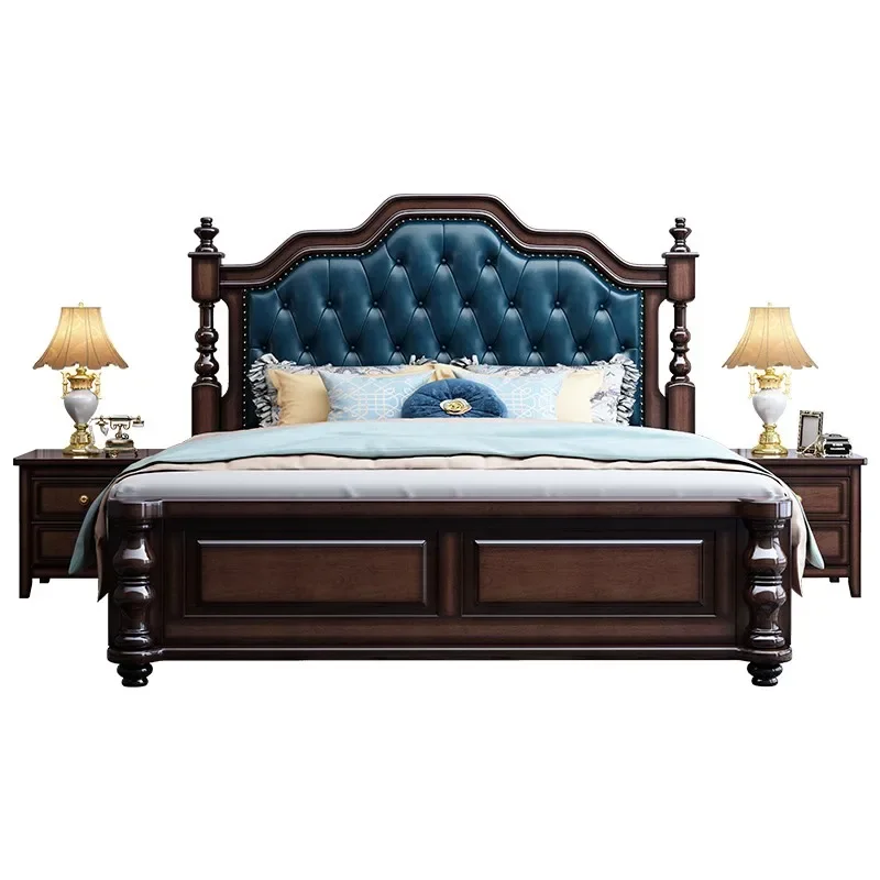 Royal Royal Queen Double Bed Nordic High End Headboard Frame Double Bed Luxury Modern Letti Matrimoniali Bedroom Furniture