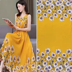 Flower Rayon Fabric Brocade By The Meter Per for Shirts Cheongsam Dresses Hanfu Sewing Soft Floral Printed Textile Cloth Summer