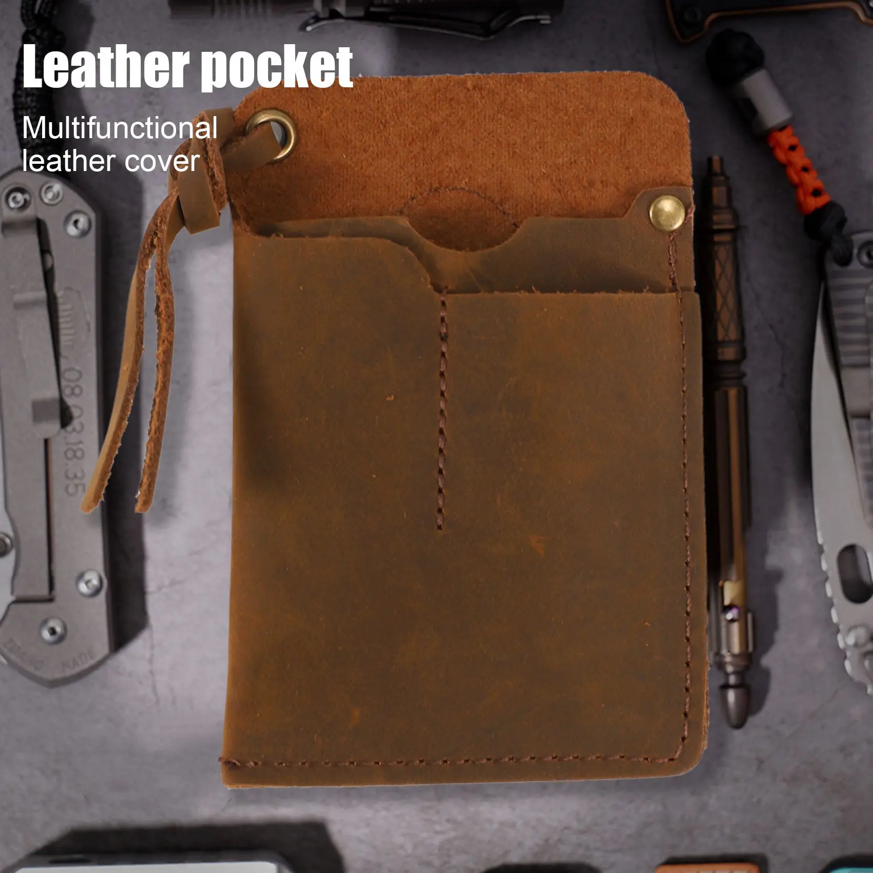 L72A-Handmade EDC Organizer Leather Sheath/ Organizer Slip Pouch Case For Flashlight/Multi-Tool/Knife/Pen