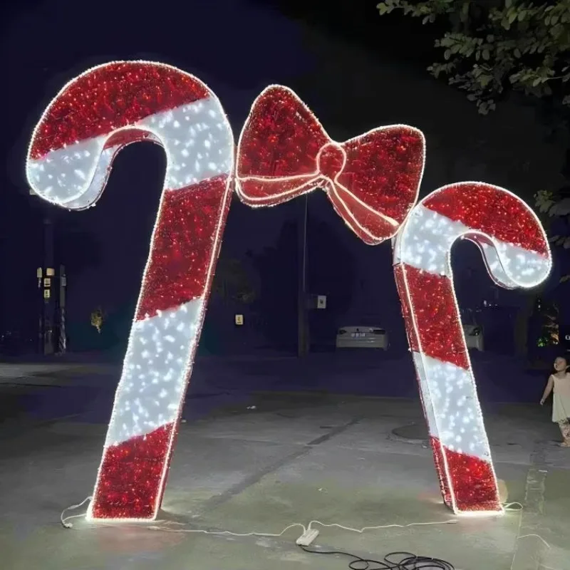 New Christmas Cane Sugar Arch Light Christmas Park Garden Ornament Giant Commercial LED Light IP65 Waterproof Indoor and Outdoor
