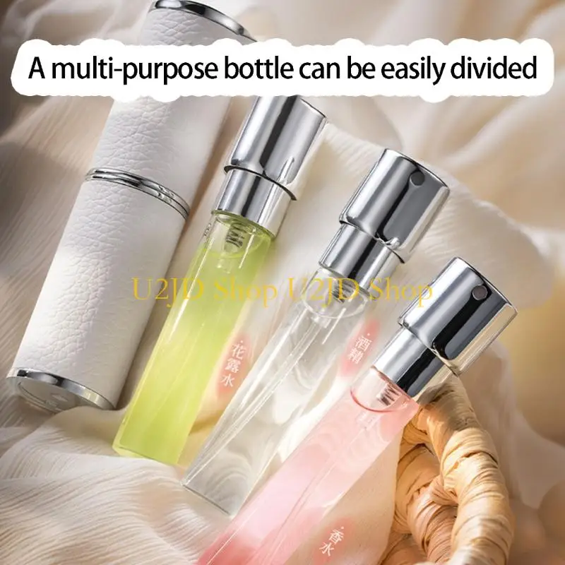U2JD Luxury Atomizer Rotating Press Sprayer Bottle In Leather Compactly And Lightweight For Women And Men