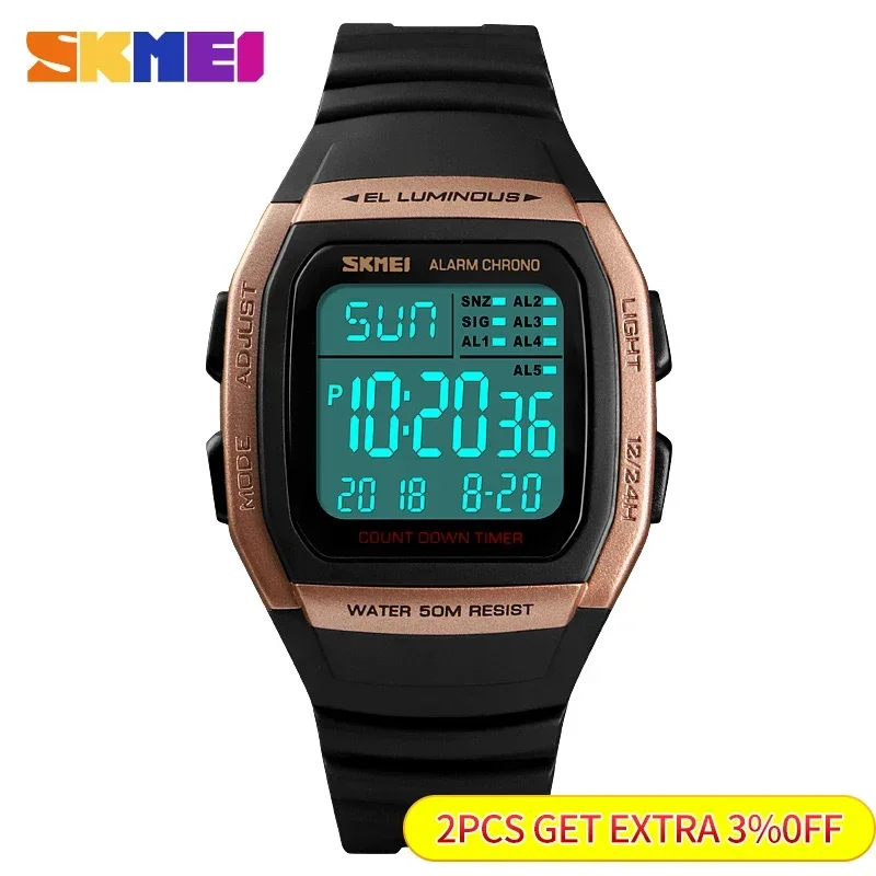 SKMEI 1278 Chrono Countdown Men Wristwatch Casual Outdoor Male Clock Luminous montre homme Digital Dual Time Sport Mens Watches