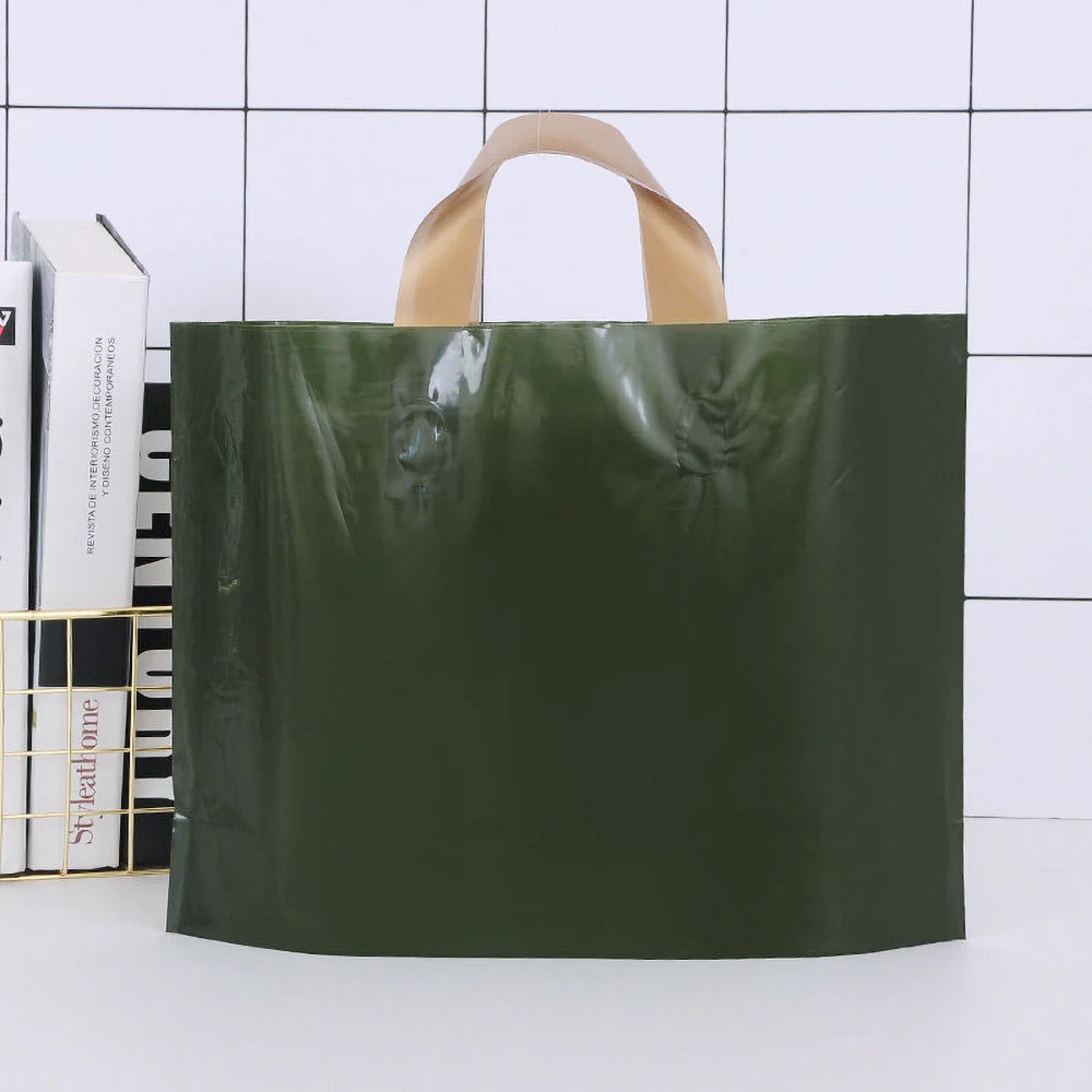 100 stuks aangepast logo kleurrijke boodschappentassen met handvat plastic geschenkzak afdrukken één kleur logo op dubbelzijdig gratis ontwerp afdrukken