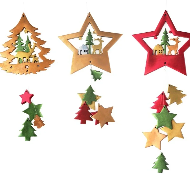 크리스마스 DIY 크리스탈 에폭시 크리스마스 트리 오각별 펜던트 장식용 거울 실리콘 몰드