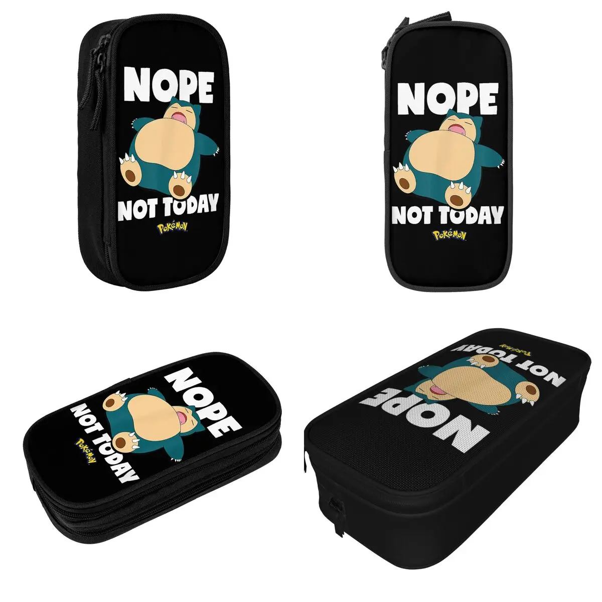 Pokemon Nope Not Today Snorlax Pencil Case Pen Holder Bags Girl Boy Big Capacity School Supplies Zipper Pencilcases