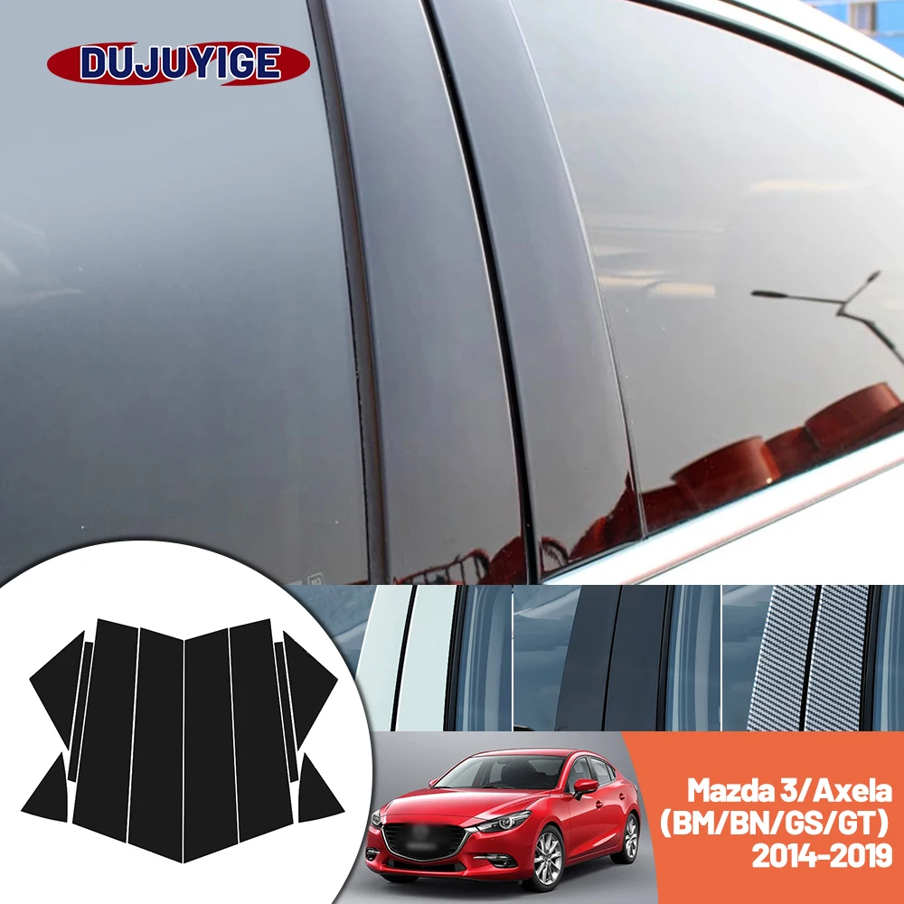 

Bright black carbon fiber door and window B C Pillar sticker suitable For Mazda 3 Axela BM BN GS GT 2014-2019 2015 2016 2017
