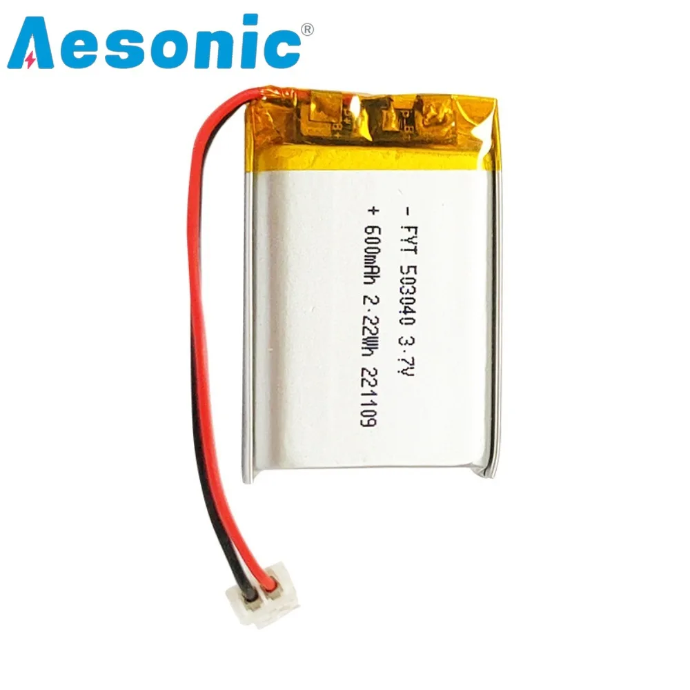 10PCS 3.7V 600mAh LIPO Rechargeable Battery 503040 053040 Li-Ion Polymer Lithium Batteries for Speaker Radio VCR LED Light GPS
