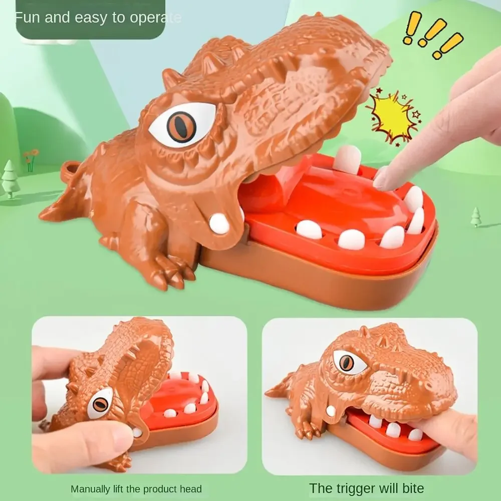 Mini dinosaurio divertido de Color aleatorio, juguete para morder el dedo, alivia el estrés, juguete de descompresión de dinosaurio de plástico, juego de extracción dental, regalo