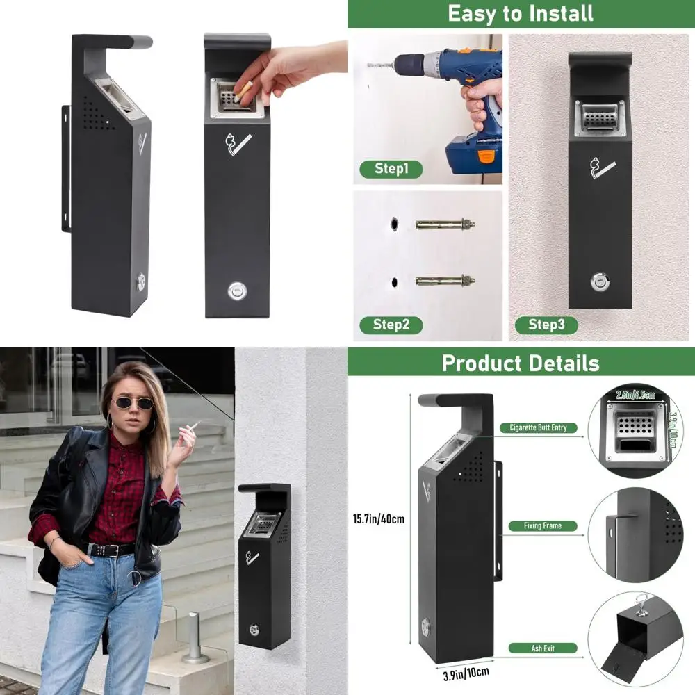 سلة المهملات التجارية المثبتة على الحائط في الهواء الطلق للمطاعم والفنادق والمكاتب والحانات - سلة قمامة متينة للمساحات العامة #1