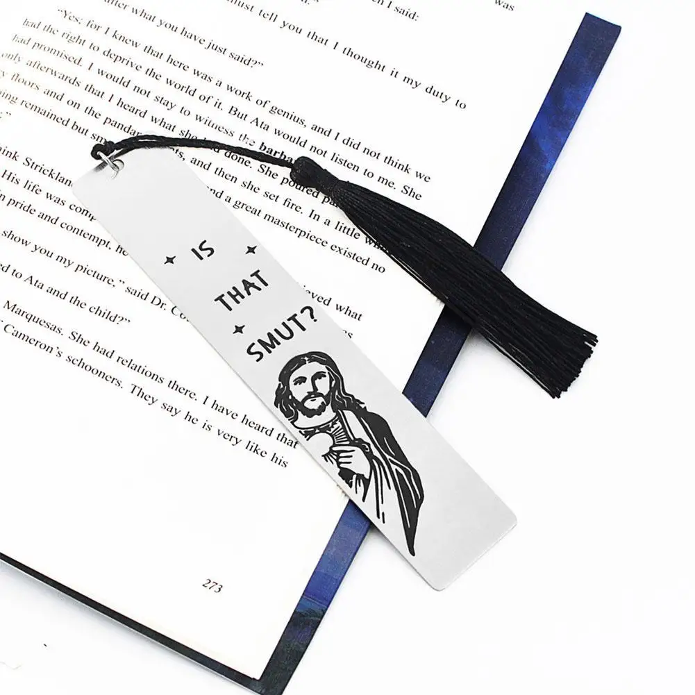 Book Lover Humor Peeking Jesus Book Marker Stainless Steel Inspirational Bookmark For Teachers Students Long Tassel For Cow D1O3