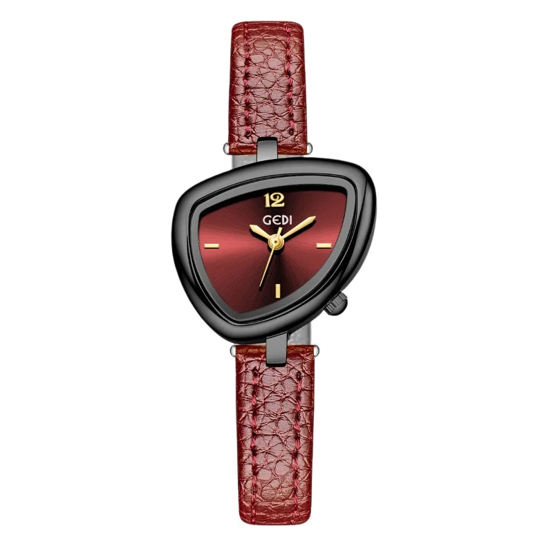 

Niche Design Sense Irregular Triangle Female Simplicity High Value Red Black Fashion Quartz Watch Mirror Material: Hard Glass