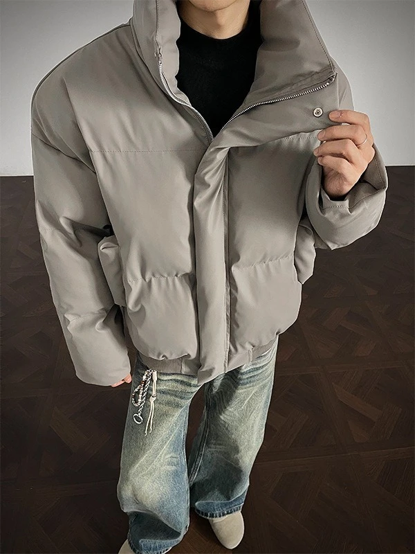 

Зимнее уличное модное теплое нишевое дизайнерское пальто, свободное повседневное простое однотонное короткое хлопковое пальто, куртка высокого качества для мужчин