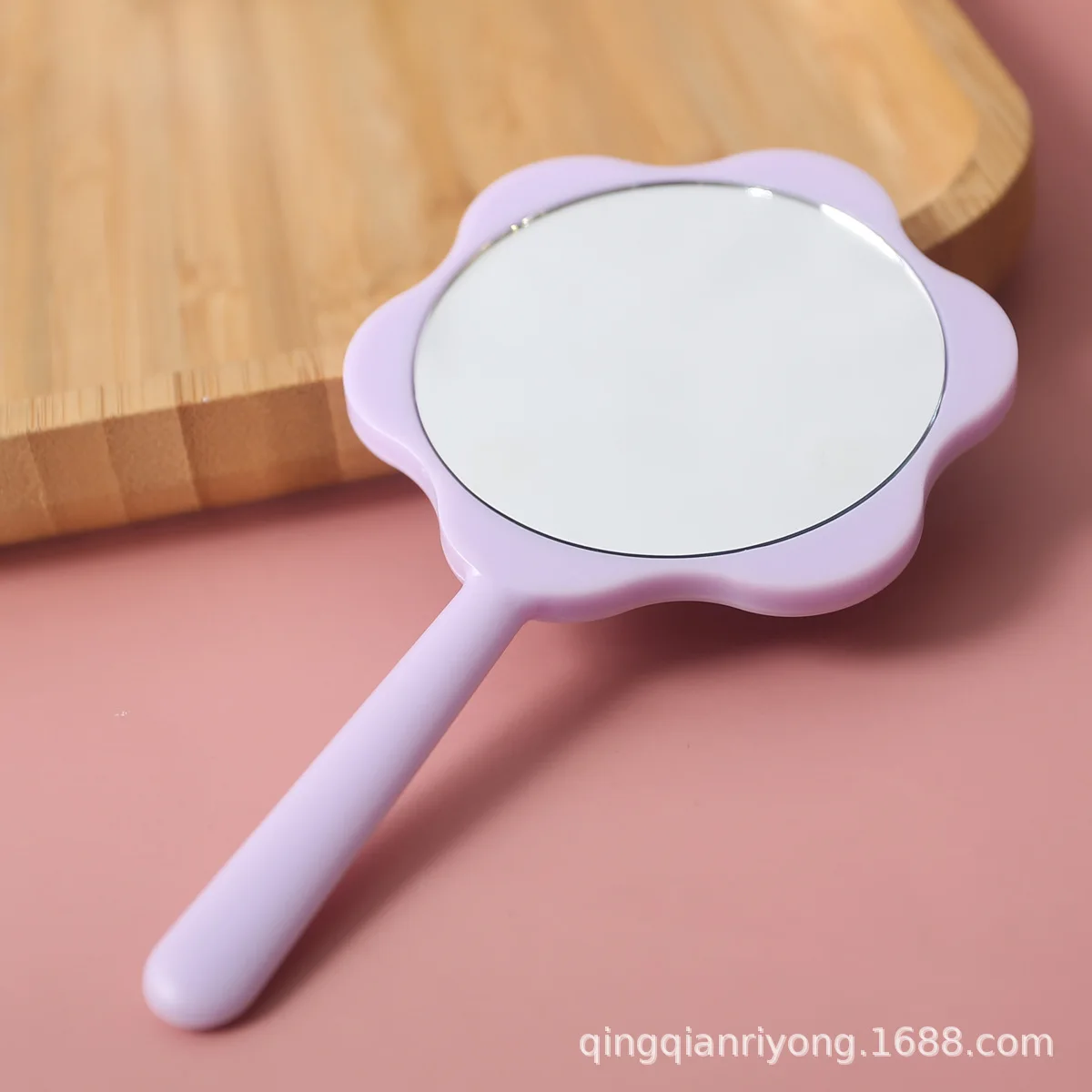 Espejo de mano DIY de gel crema floral 7,5x14 cm, lindo marco de ABS con espejo HD sin distorsión en 6 colores