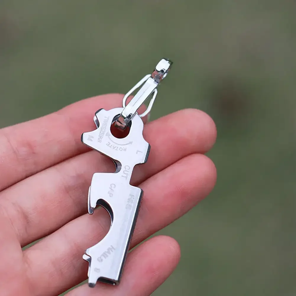 1PC EDC 8 in 1 Stainless Steel Multi Function Keychain Pendant Bottle Opener Screwdriver Camping Outdoor Survival Gear Tool