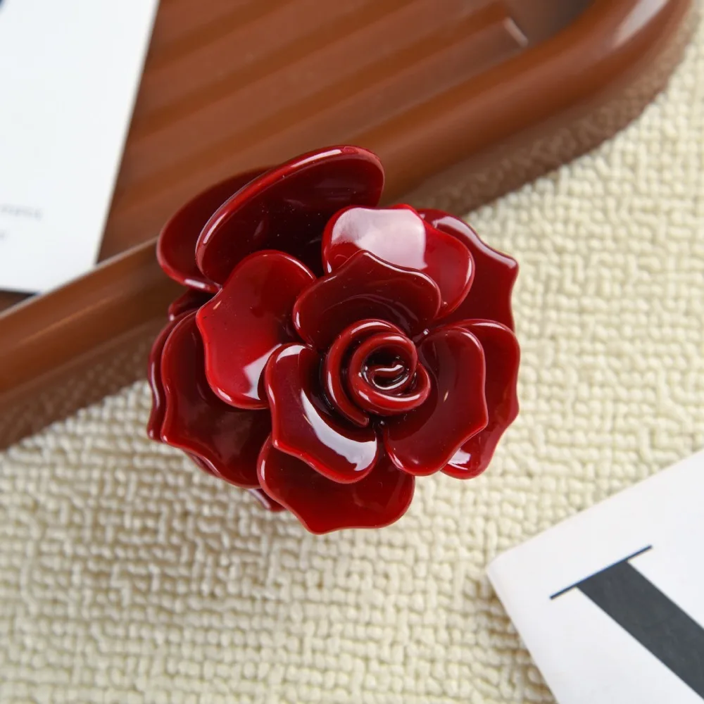 

Sweet 3D Flower Hair Claw Clips Acetate Solid Color Camellia Rose Clips Women Headdress