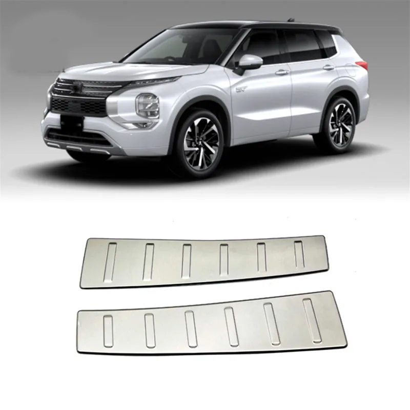 Stainless Steel Rear Bumper Guard Plate Cover Trim for Mitsubishi Outlander 2022 2023 Trunk Inner Guard Protector Silver/Black view 4