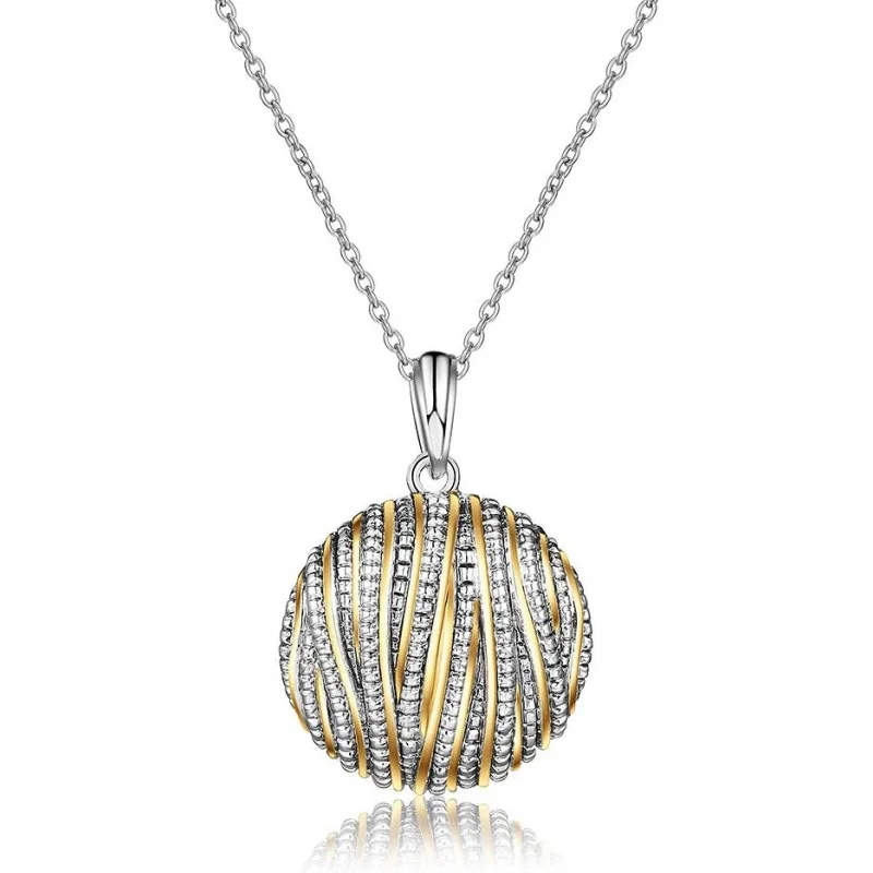 

Кулон-монета для женщин, двухцветное ожерелье из золота 18 карат и серебра с переплетенными элементами, подарок на Рождество