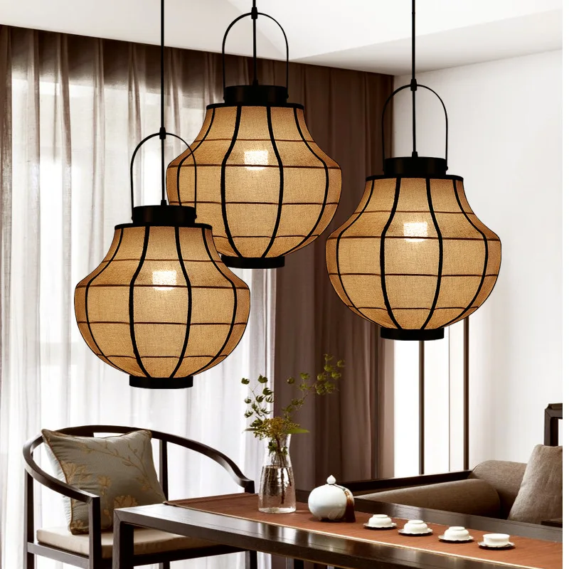 

Wabi-sabi Fabric Pendant Lights Hotel Restaurant Retro Cloth Chandeliers Living Room Bedroom Mood Lights for Home Decor Lustre