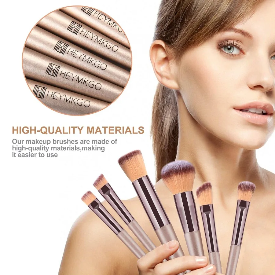 Juego de brochas de maquillaje profesional, 15 Uds., color champán dorado, para mezclar bases, colorete en polvo, corrector y aplicación de maquillaje de ojos