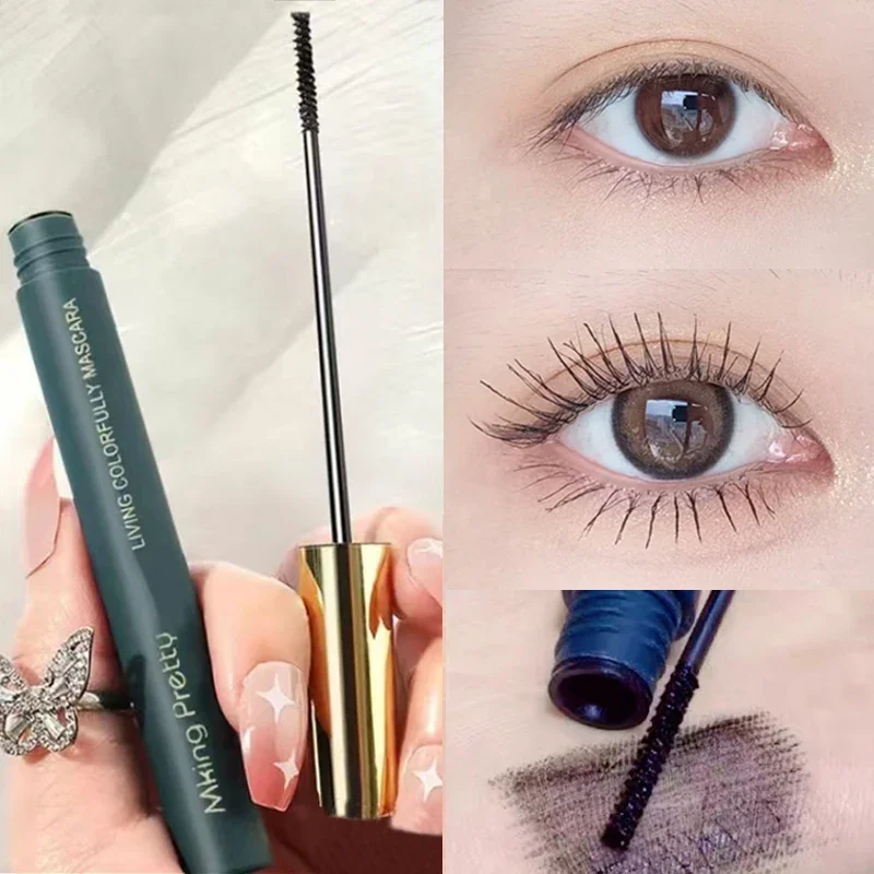 5D Silk Fiber Black Mascara Thick Curling Lengthen Blue Brown Mascara Waterproof Natural Non-smudge Fine Brush Mascaras Makeup