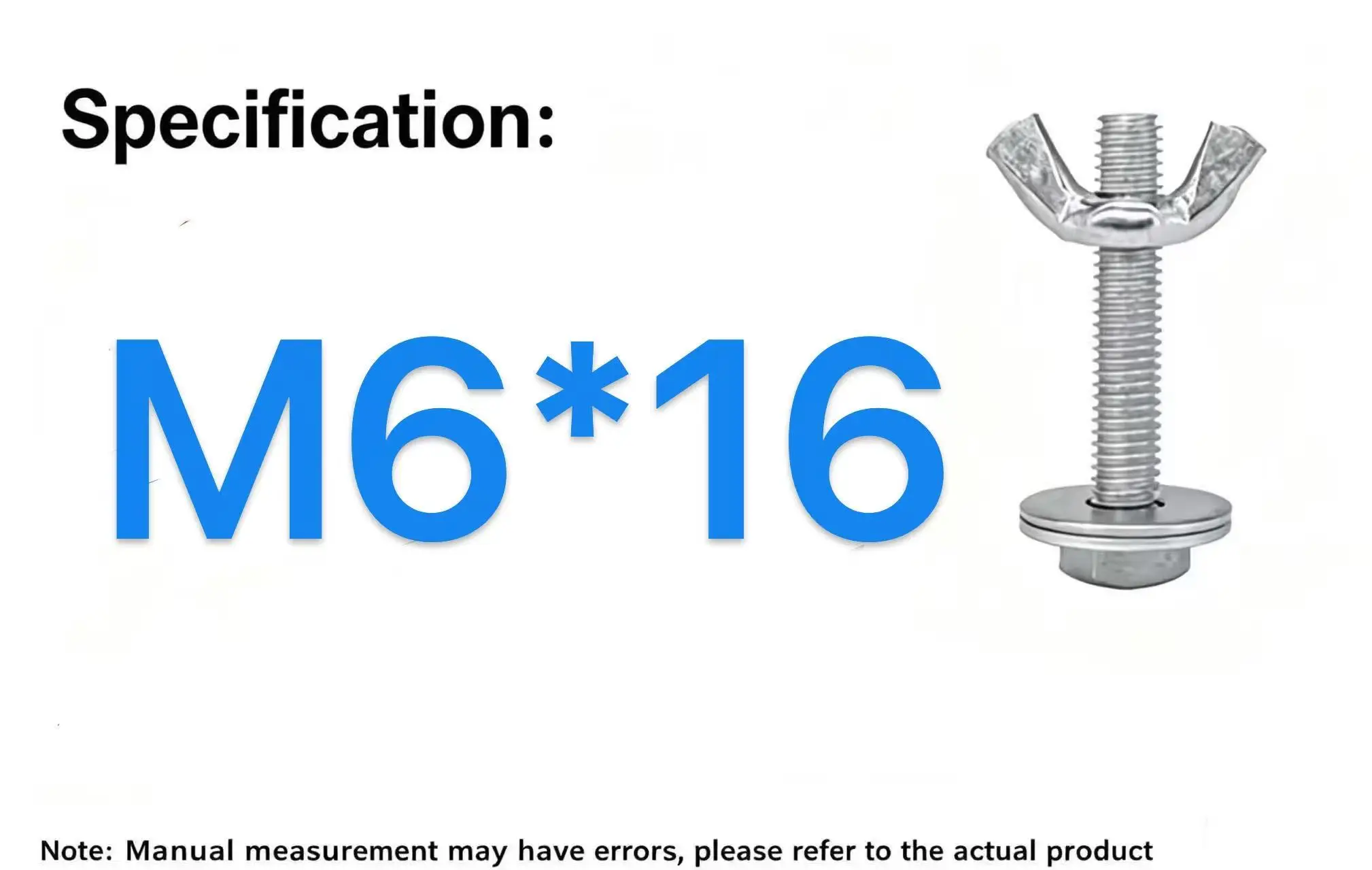 Wing Bolt Assembly Butterfly Hand Tightening Screw With Flat Washers Hex Nut  M6*16Scaffold Horse Stool Replacement Fixin