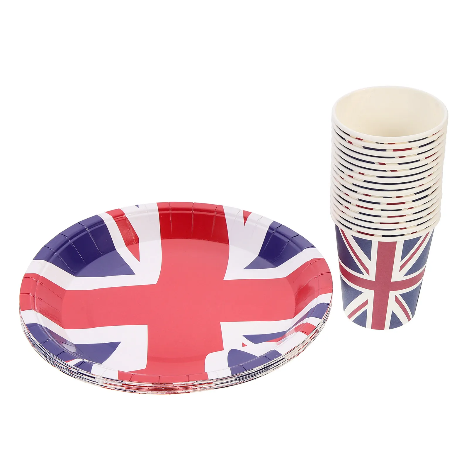 1Set Decorative Paper Plates For Graduation Party Supplies Event Planner British Themed Cup Uk Union Jack Design