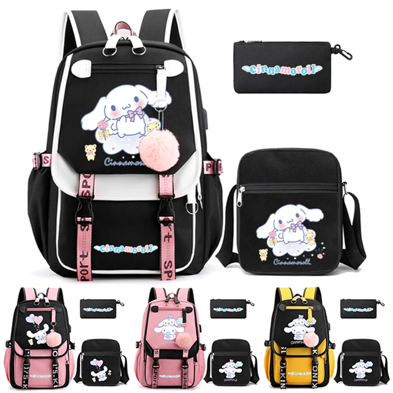 

3 шт./комплект, школьный рюкзак Sanrio Kuromi Cinnamoroll