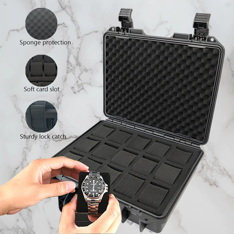 Caja de reloj de plástico con ranura 6/10/15, caja de reloj impermeable portátil, se utiliza para almacenar relojes, caja de herramientas