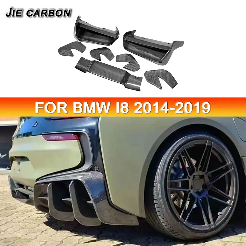 For BMW i8 2014-2019 Carbon Fiber Car Rear Bumper Rear Lip Diffuser Splitter Tuning Accessories Body Parts