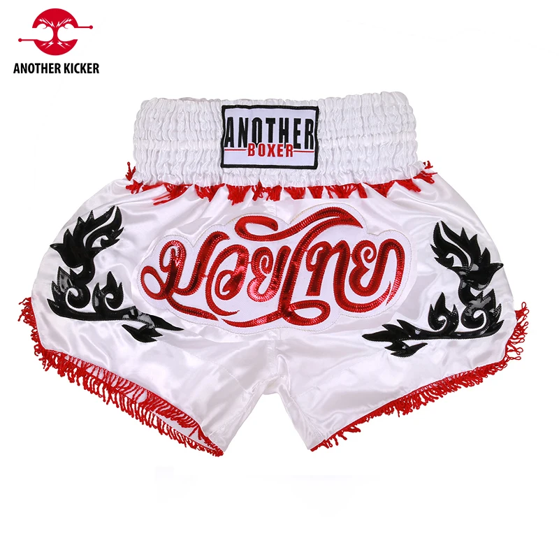 Short Muay Thai Tassels Kick Boxing Pants Women Men Kids Embroidery Professional Martial Arts Fight Kickboxing Training Shorts