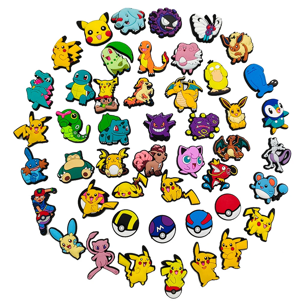 47/27/20Pcs Random Pokémon Series Shoe Charms For Slides Sandals,PVC Shoe Decorations Accessories For Christmas Birthday Gift